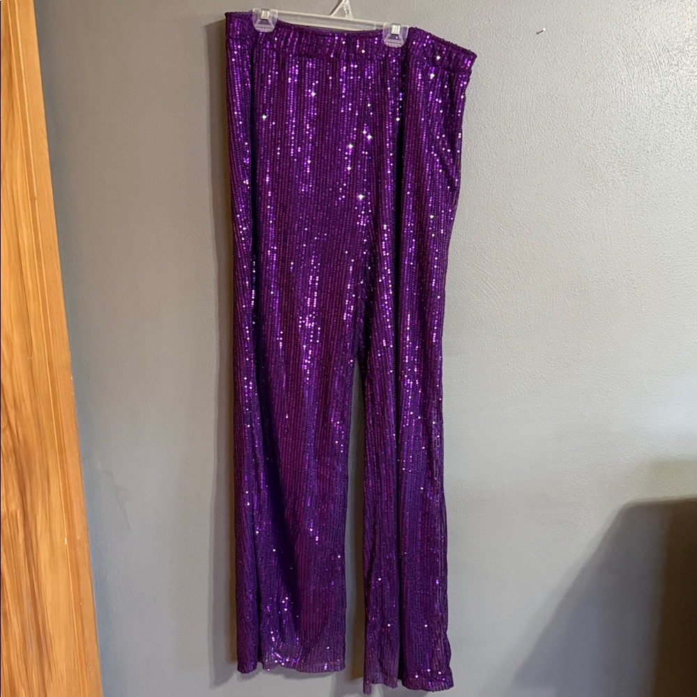 Purple Sequin Pants - image 1